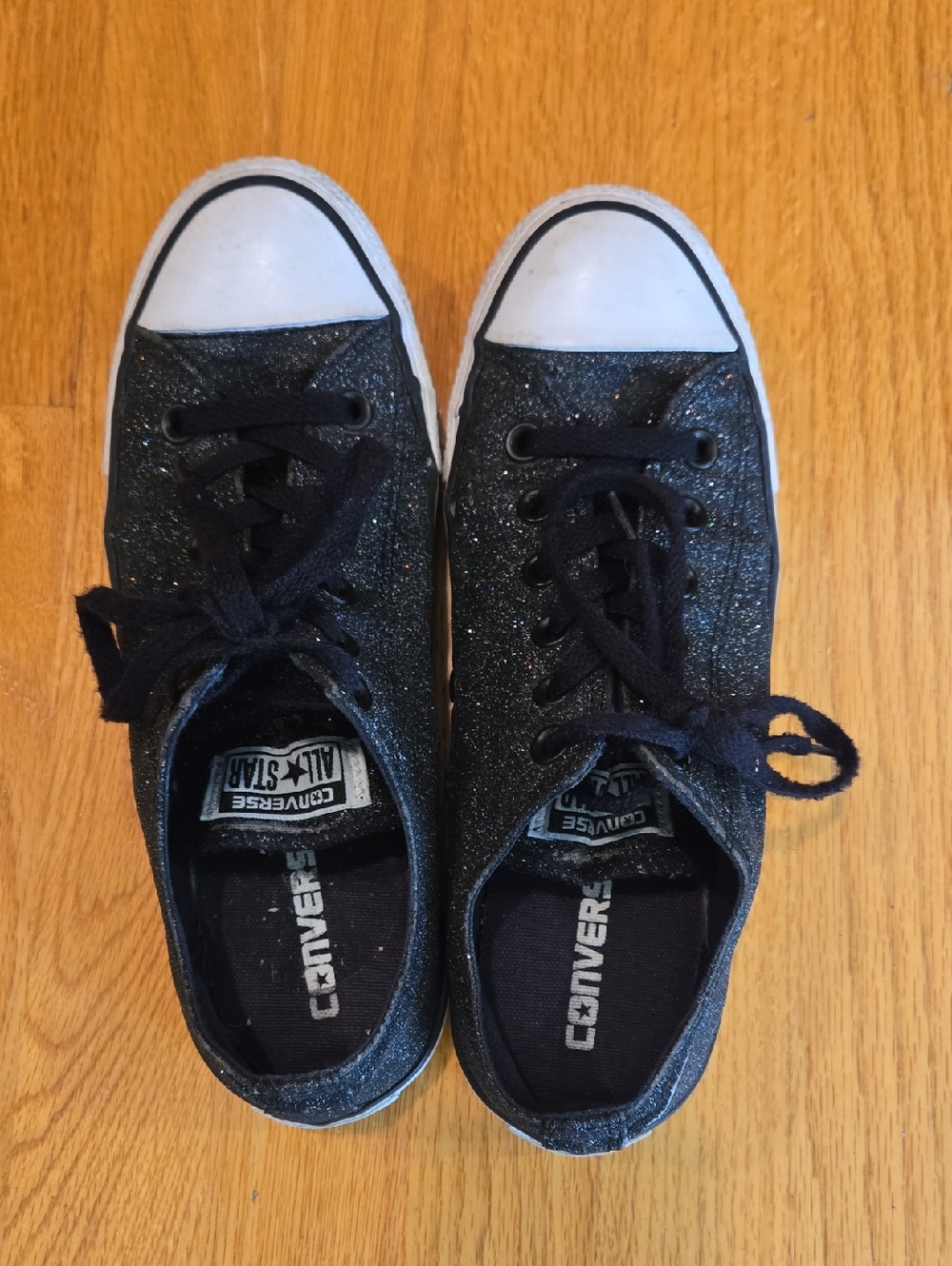 Converse Low Ox Black Iridescent Glitter Sneakers - Picture 5 of 9